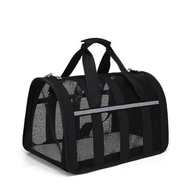 Skbcv Pet Carrying Bag For Travel Portable Breathable Pet Carrier With Reflective Strip Matt Black Size L on Productcaster.