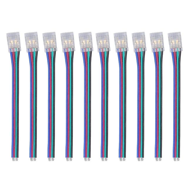 10Pcs LED Light Strip Connectors 4Pin 10mm RGB Strong Durable Safe PC COB LED Strip Connectors for Home Party Office on Productcaster.