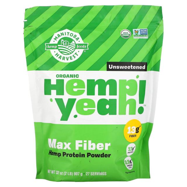 Manitoba Harvest Colheita de Manitoba, cânhamo orgânico sim! Max Fiber Proteína de cânhamo em pó, sem açúcar, 32 oz (907 g) on Productcaster.