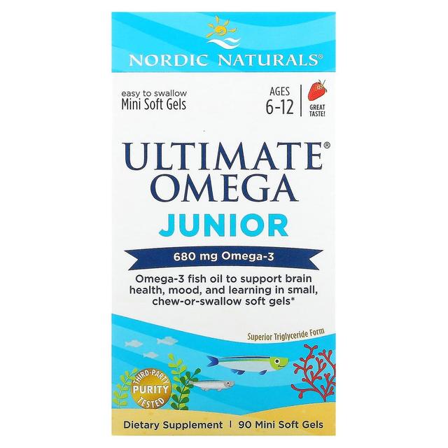 Nordic Naturals, Ultimate Omega Junior, Ages 6-12, Strawberry, 340 mg, 90 Mini Soft Gels on Productcaster.