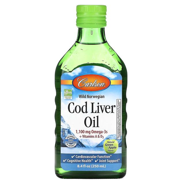 Carlson, Cod Liver Oil, Natural Green Apple , 1,100 mg, 8.4 fl oz (250 ml) on Productcaster.