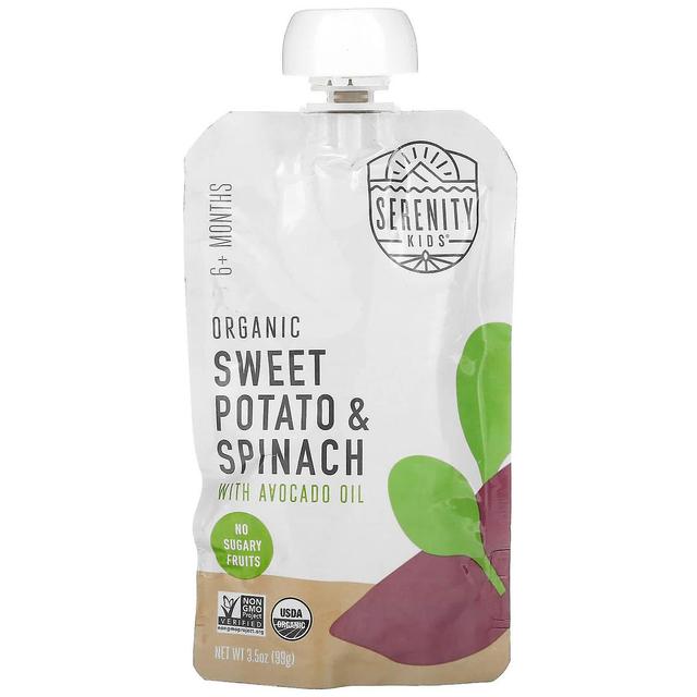 Serenity Kids, Organiczne słodkie ziemniaki i szpinak z olejem z awokado, 6+ miesięcy, 3,5 uncji (99 g) on Productcaster.