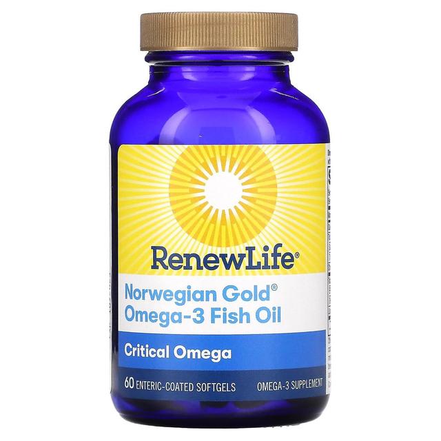 Renew Life, Critical Omega, Norwegian Gold Omega-3 Fish Oil, 60 Enteric-Coated Softgels on Productcaster.