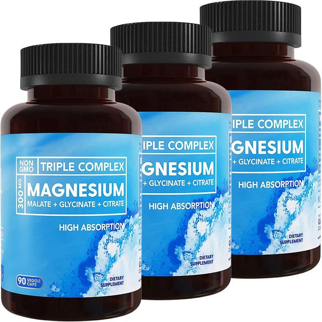 1er-Pack Triple Magnesium Complex | Magnesiumglycinat, Magnesiummalat und Magnesiumcitrat für Muskeln, Nerven und Energie | Hohe Absorption 3PCS on Productcaster.