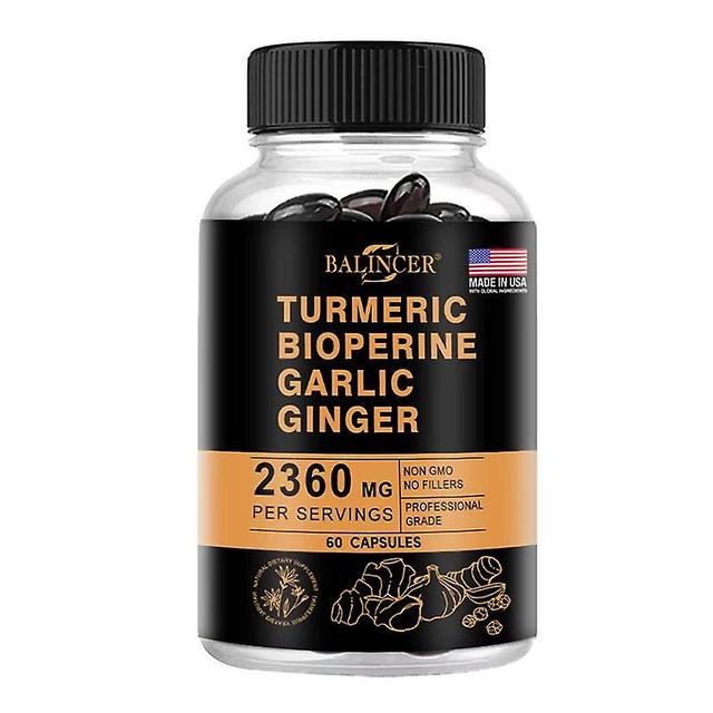 Visgaler 4-in-1 Turmeric Ginger Supplement With Pepperin 2360 Mg With Garlic Curcumin Black Pepper, For Joint, Digestive & Immune Support 60 count-... on Productcaster.