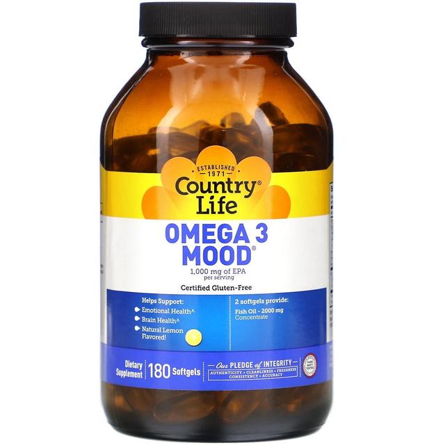 Country Life Livet på landet, Omega 3 humør, Naturlig citron, 180 Softgels on Productcaster.