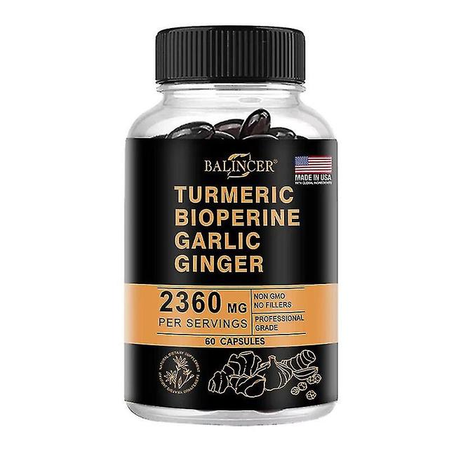 Gaoxing 4-in-1 Turmeric Ginger Supplement With Pepperin 2360 Mg With Garlic Curcumin Black Pepper, For Joint, Digestive & Immune Support 60 count-1... on Productcaster.