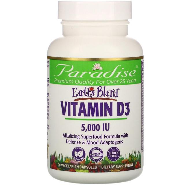 Paradise Herbs, Earth's Blend, Vitamin D3, 5,000 IU, 90 Vegetarian Capsules on Productcaster.