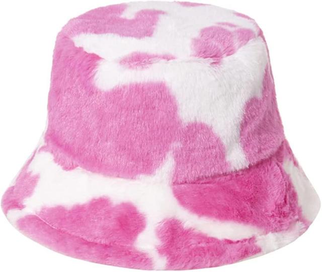 Xiersen Chapeau bob pour femme pliable en peluche pour l'extrieur pour chaud coupe-vent imprim vache d'hiver Rose on Productcaster.