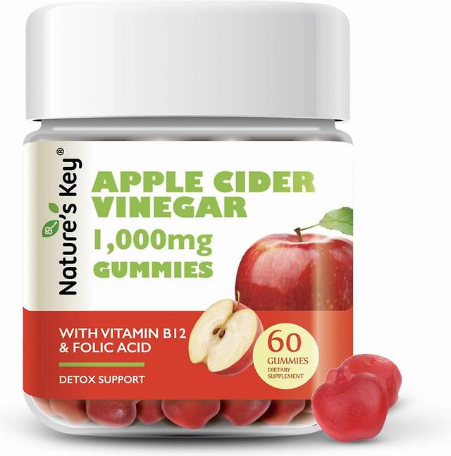 Timktv Nature's Key Apple Cider Vinegar Gummies - Voor detox en reiniging ondersteuning, veganistische Acv Gummies met foliumzuur vitamine B6 B12 R... on Productcaster.