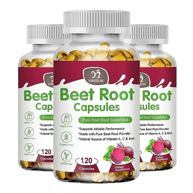 Eccpp Beet Root Capsules With Vitamins A C And Minerals Supports Blood Pressure Athletic Performance Digestive Immune System 3 Bottles 120 pcs on Productcaster.