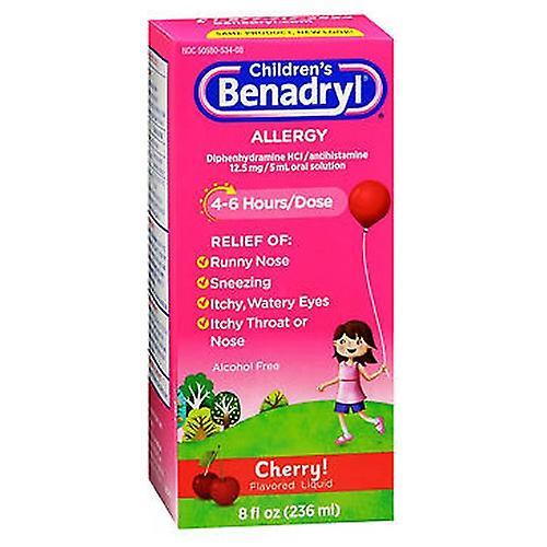 Johnson & Johnson Benadryl Childrens Allergy Liquid, Cereza 8 oz (Paquete de 1) on Productcaster.