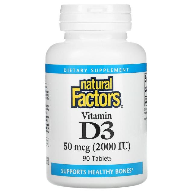 Natural Factors, Vitamin D3, 50 mcg (2,000 IU), 90 Tablets on Productcaster.