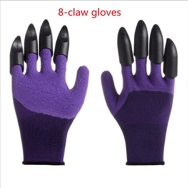 Duqi Digging gloves, gardening, dipping, labor protection, paws, garden planting, vegetable, flower, weeding protection 8 claws-purple on Productcaster.