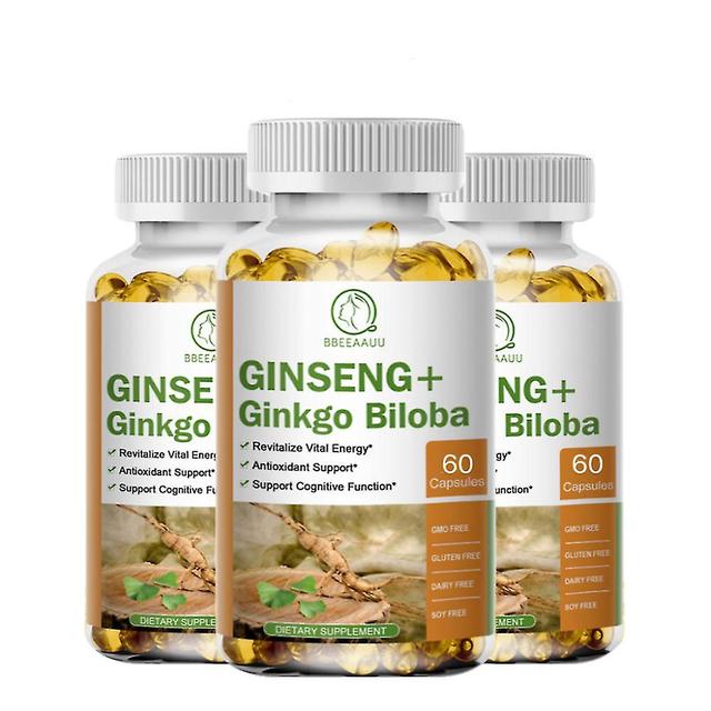 Guoguo Ginseng Ginkgo Biloba Capsules Fight Inflammation Support Brain Health Assists Blood Circulation Reduce Risk For Alzheimer 3bottles x60pcs on Productcaster.