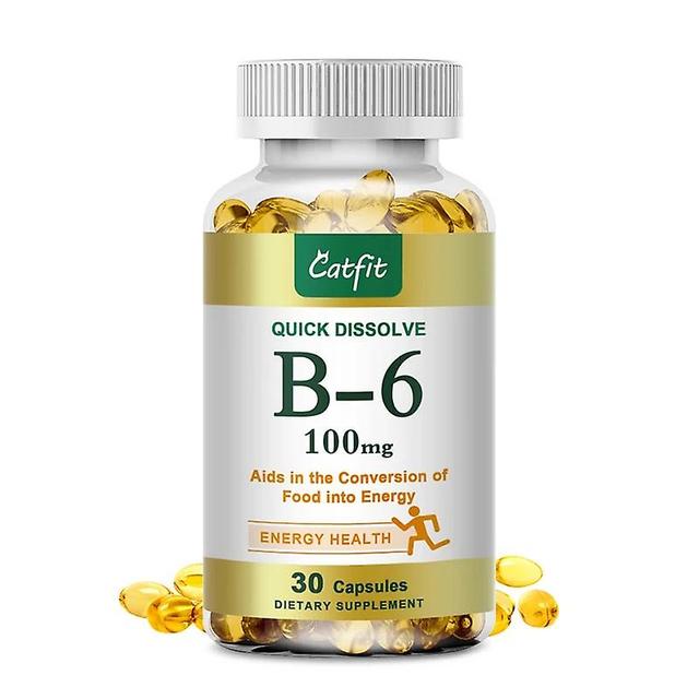 Eccpp Vitamin B6 Vegetarian Capsules Diet Supplements Energy Blood Sugar Mood Kidney&eye Cardiovascular Beauty Health Free Shipping 30 pcs 3 bottles on Productcaster.