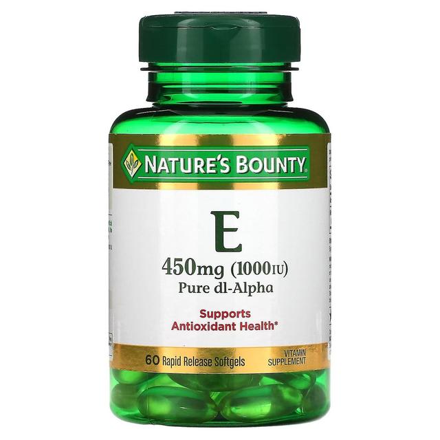 Natures Bounty Nature's Bounty, Vitamina E, Dl-Alpha puro, 450 mg (1.000 UI), 60 Cápsulas de Gelatina Gelatina Rápida on Productcaster.