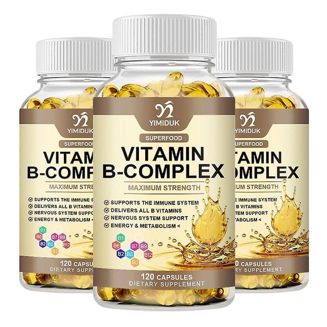 Eccpp Vitamin B Complex Capsule With B1 B2 B3 B5 B6 B7 B9 B12 Folic Acid & Biotin Help Innutrition Reduce Stress &anxiety Help Nervous 3 Bottle 60 PCS on Productcaster.