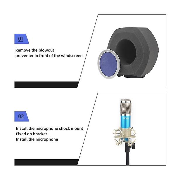 F3 Pantalla de micrófono de estudio profesional Filtro acústico Pantalla de espuma de micrófono de reducción de ruido de escritorio Parabrisas de e... on Productcaster.