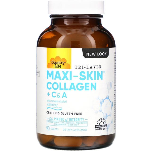 Country Life, Tri Layer Maxi-Skin Collagen + C & A, 90 tabletter on Productcaster.