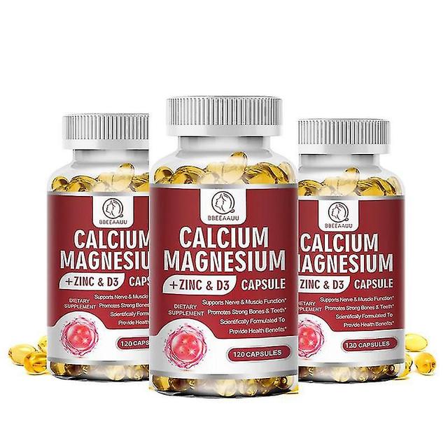 Guoguo Calcium Magnesium Zinc Capsule Vitamin D3 Supplement For Strong Bones &teeth Heart Health Nerve Increase Immune System 3bottle x120pcs on Productcaster.