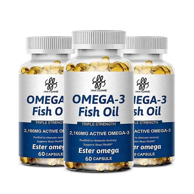 Fish Oil Omega 3 Softgels with EPA & DHA (3600mg of Fish Oil, 2160mg of Omega-3), 120 capsules, Non-GMO, Gluten FreeTIB TIB . 3 bottles 60pcs on Productcaster.