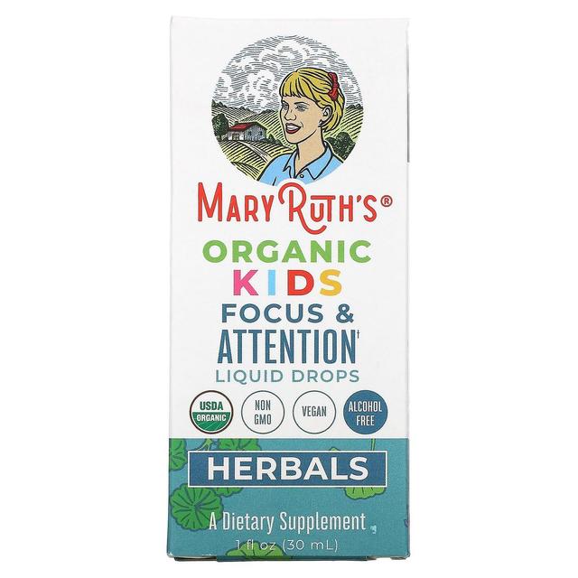 MaryRuth Organics, Urter, Økologisk Kids Focus & Attention Liquid Drops, 1 fl oz (30 ml) on Productcaster.