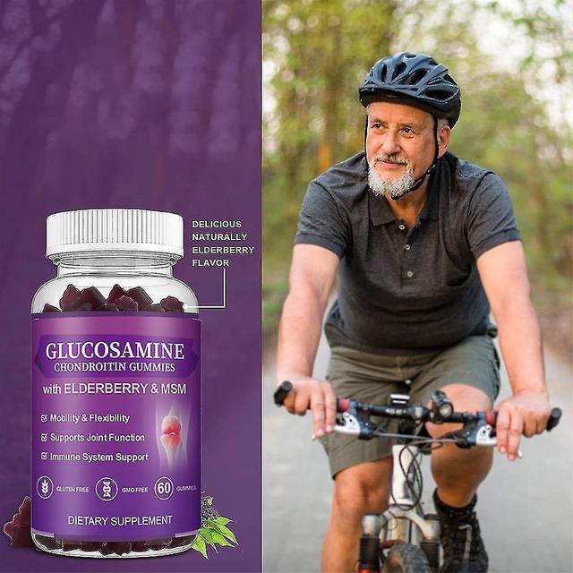 Glukosamiinikondroitiinikumit, Extra Strength Joint Support Gummies With MSM &; Elderberry luonnolliseen nivelten tukilisään, antioksidantti Immune... on Productcaster.