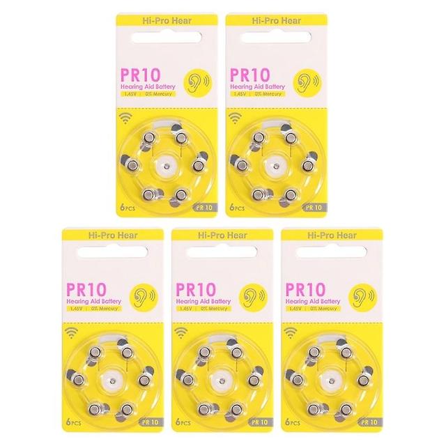 Set of 6/30/60pcs Zinc Manganese Batteries PR10 for Hearing Aids Repalcement 5 cards 6 pieces on Productcaster.