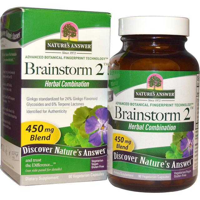 Nature's Answer Nature's Antwort, Brainstorm 2, Kräuterkombination, 450 mg, 90 Vegetarische Kapsel on Productcaster.