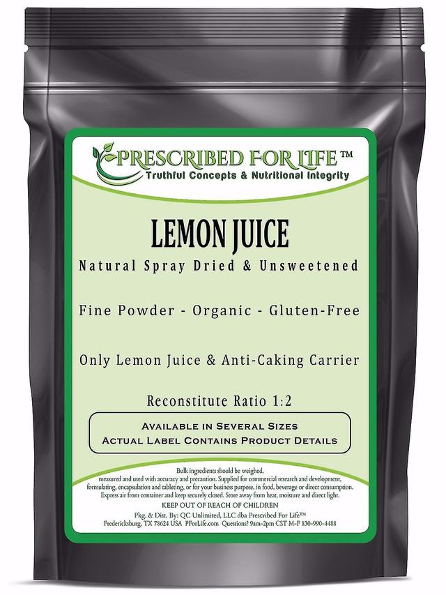 Prescribed For Life Lemon Juice Powder - Spray Dried & Unsweetened Lemon Juice - Reconstitute Ratio 1:2 - ING: Organic Powder 12 oz (340 g) on Productcaster.