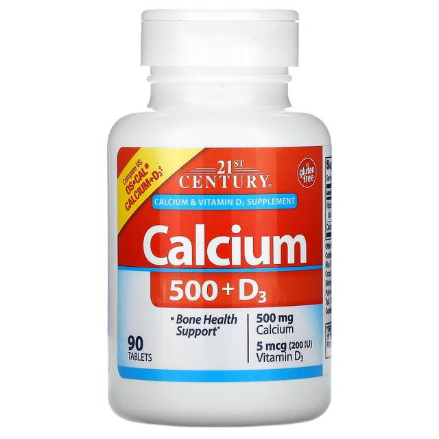 21st Century, Calcium 500 + D3, 5 mcg (200 IU), 90 Tablets on Productcaster.