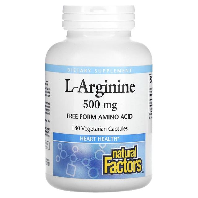 Natural Factors, L-Arginine, 500 mg, 180 Vegetarian Capsules on Productcaster.