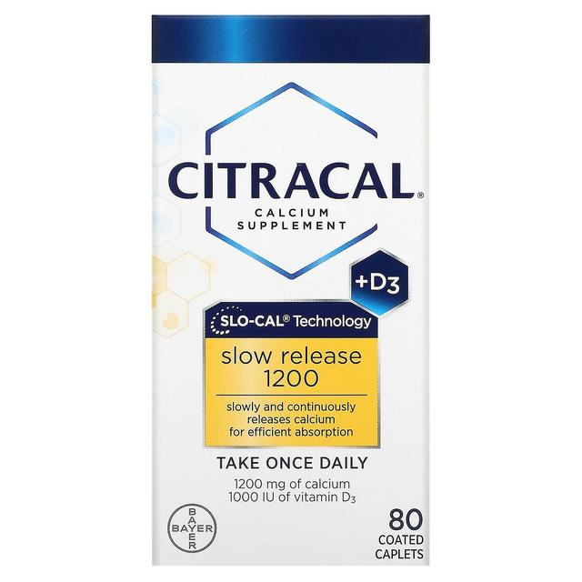 Citracal, Calcium Supplement, Slow Release 1200 + D3, 80 Coated Tablets on Productcaster.