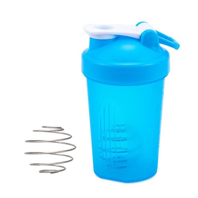 400ml Blue Protein Shaker Bottle with Scale, Leak-proof Design and Stainless Steel Whisk Ball for Fitness and Protein Powder on Productcaster.