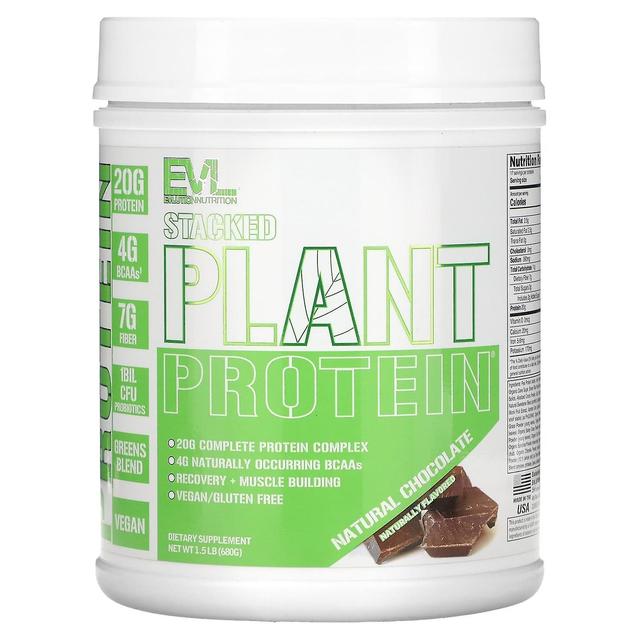 EVLution Nutrition, Stacked Plant Protein, Natural Chocolate, 1.5 lb (680 g) on Productcaster.