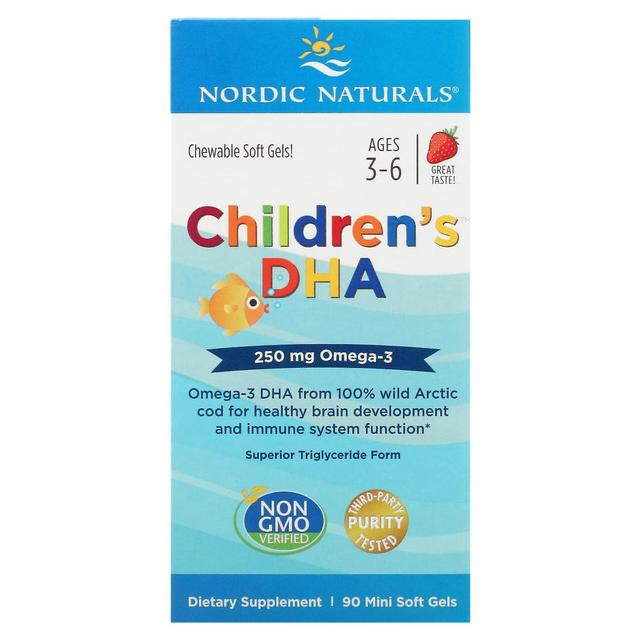 Nordic Naturals, Lasten DHA, 3-6-vuotiaat, Mansikka, 90 Mini pehmeää geeliä on Productcaster.