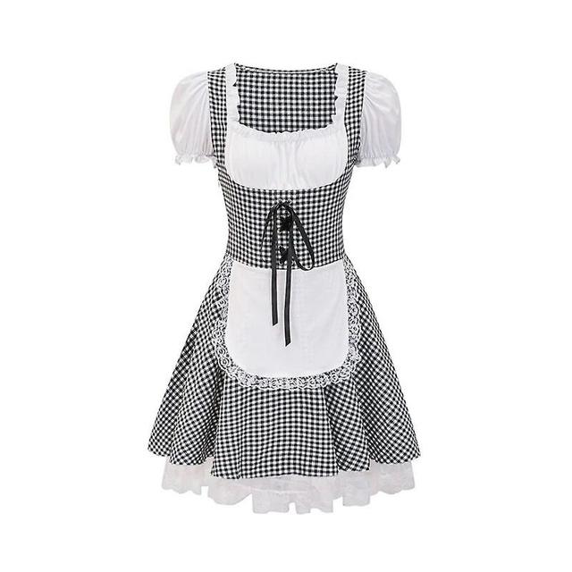 Aionyaaa Costume D'oktoberfest De Carnaval Bavarois Pour Femme, Tenue De Serveuse Traditionnelle Des Alpes, Robe De Soire De Barrage Cosplay C3 M on Productcaster.