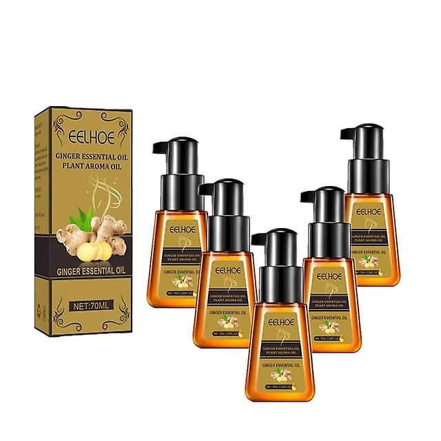 Scvvd LOT Natural Ginger Oil Slimming Detox Ginger Oil Belly Massage Oil Stomach Healthy Button Anti-cellu 5PCS on Productcaster.