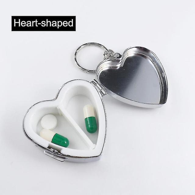 Gitvienar Pill Medicine Candy Box Case Storage Vitamin Container Metal Pocket Po Heart shaped on Productcaster.