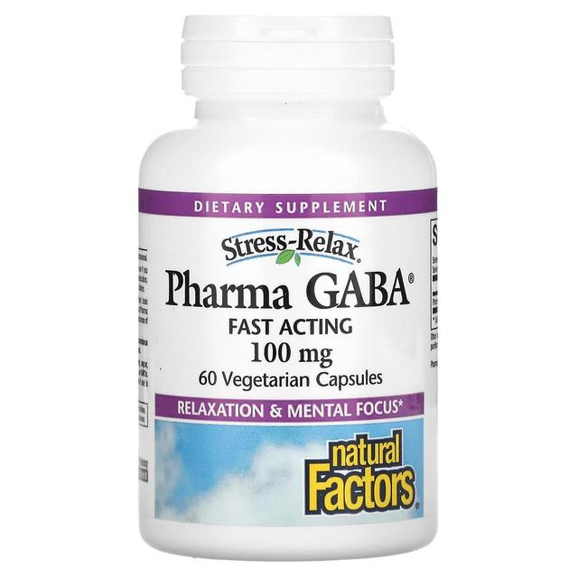 Natural Factors Natuurlijke factoren, Stress Relax, Pharma GABA, 100 mg, 60 vegetarische capsules on Productcaster.