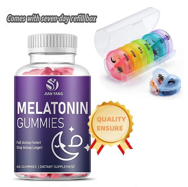 Levereras med en 7-dagars tillägg låda, Melatonin Gummies 10 mg 20 mg vuxna med L-teanin, tryptofan, B6, B12 Extra styrka 1 tablett 60 kapslar 1PC on Productcaster.