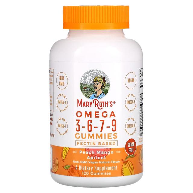 MaryRuth Organics, Omega 3-6-7-9 Gummies, Peach, Mango, Apricot, Sugar Free, 120 Gummies on Productcaster.