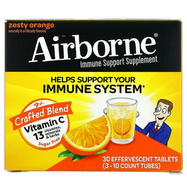 AirBorne, Immune Support Supplement, Zesty Orange, 3 Tubes, 10 Effervescent Tablets Each on Productcaster.