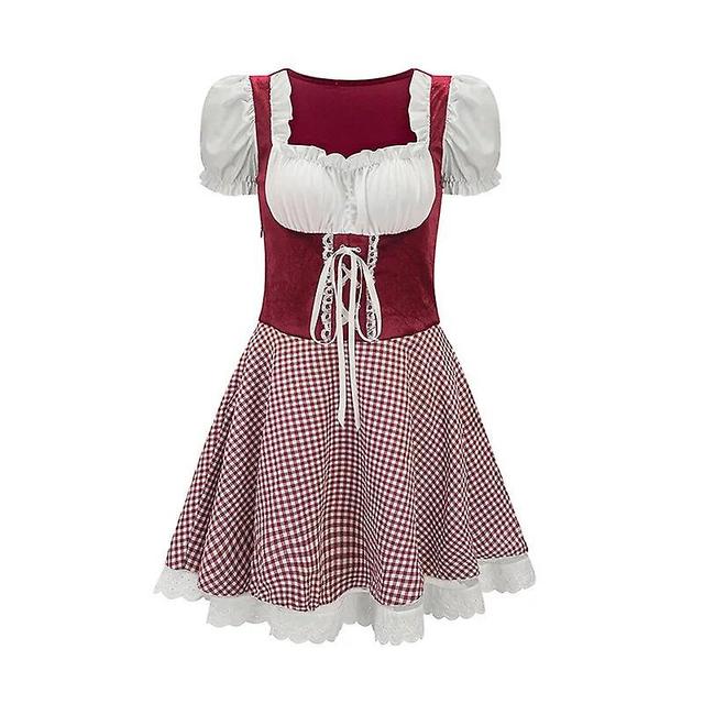 Aionyaaa Costume D'oktoberfest De Carnaval Bavarois Pour Femme, Tenue De Serveuse Traditionnelle Des Alpes, Robe De Soire De Barrage Cosplay B1 L on Productcaster.