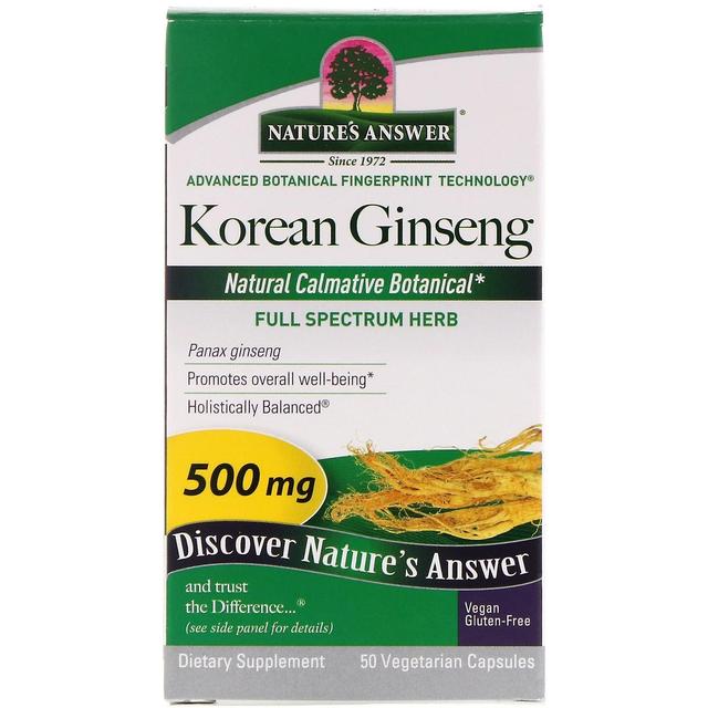 Nature's Answer, Korean Ginseng, 500 mg, 50 Vegetarian Capsules on Productcaster.