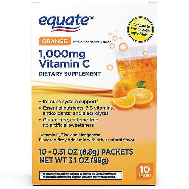 Equate 1000 mg vitamin c powder drink mix supplement for immune support, orange, 10ct on Productcaster.