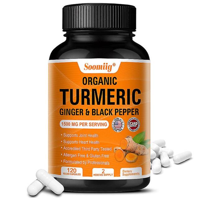 Visgaler Turmeric Melanin 1500 Mg - Black Pepper Promotes Brain Heart Skin Muscle Joint Pain Health Immune Support Strong Bones 120 count-1 bottle on Productcaster.