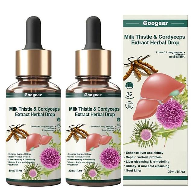 Cardo mariano e Cordyceps Liquid Drops, supporto per la pulizia del fegato e dei reni Disintossicazione e riparazione, estratto di erbe 2pcs on Productcaster.