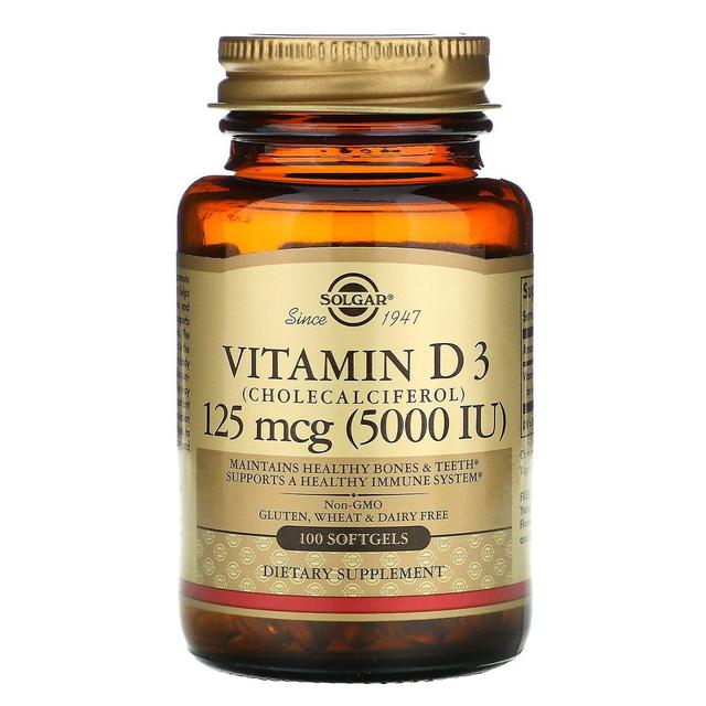 Solgar, Vitamin D3 (Cholecalciferol), 125 mcg (5,000 IU), 100 Softgels on Productcaster.